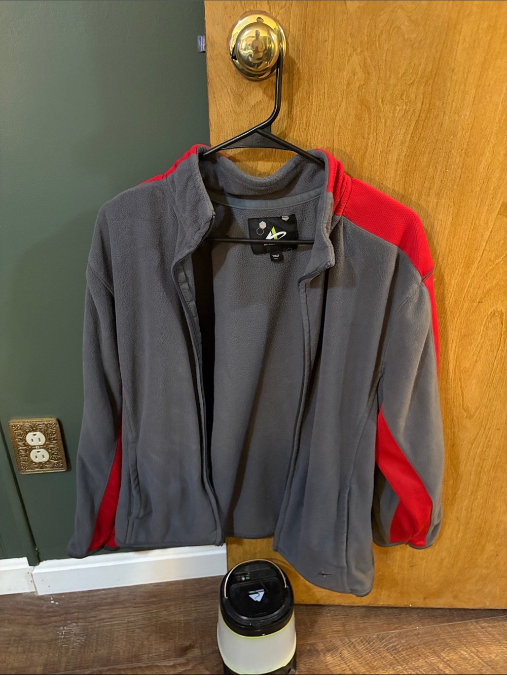 Men's Gray and Red Fleece Zip Jacket